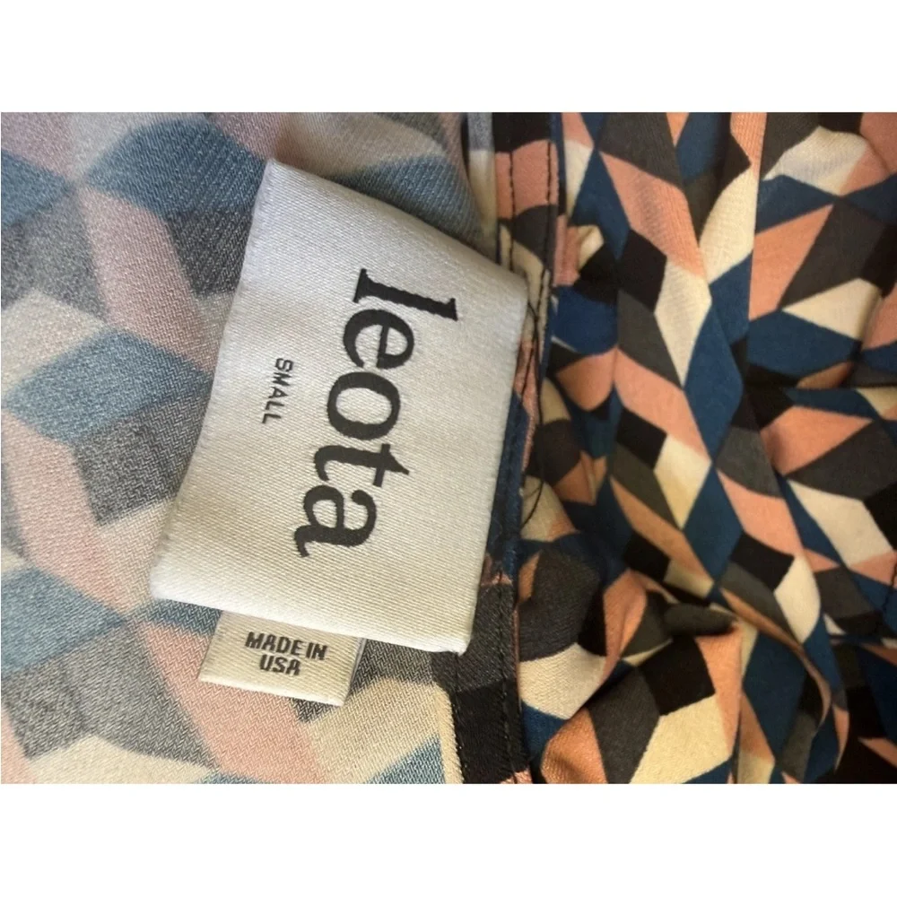 Leota Original Wrap Dress Geometric Handmade In USA navy blush Geometric Sm - Picture 9 of 10